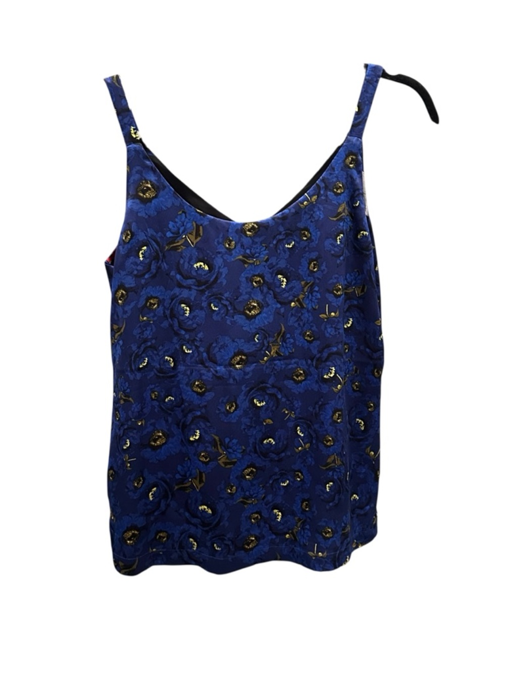 Blue/ red reversible Floral Satin Cami with Gold Accents